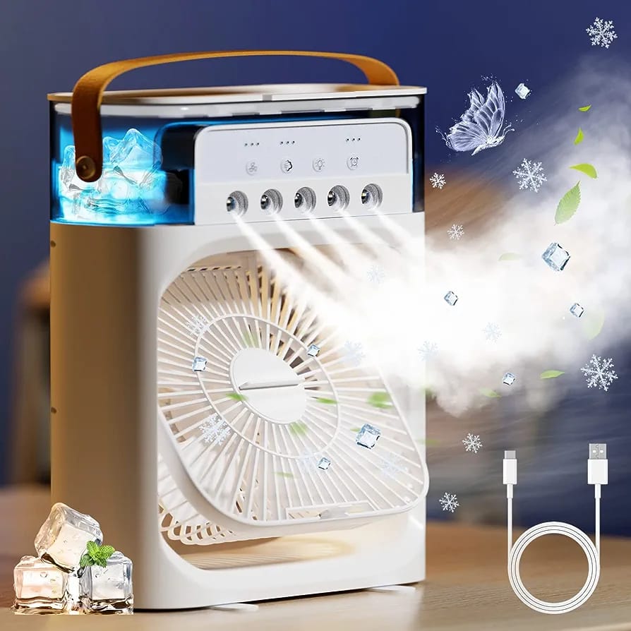 Miniventlador portátil con humidificador 3 en 1 .